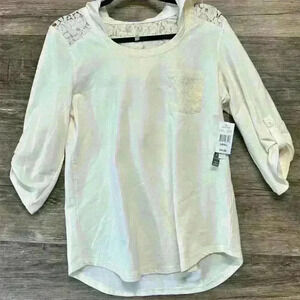 Cream Relaxed Bishop Sleeve Blouse Small